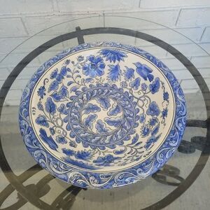 Enesco Japan Ceramic Blue And White Bird And Floral Design Bowl